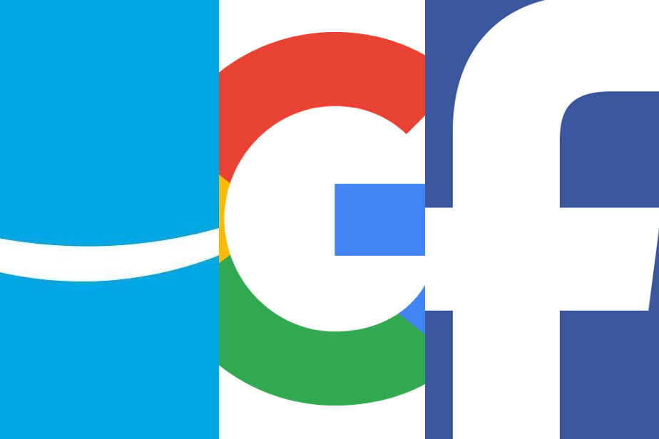 Un montage representant les logos d'Amazon, Google et Facebook
